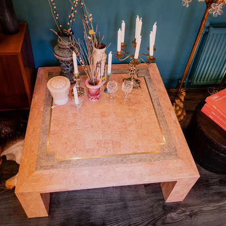 Vintage roze marmeren salontafel Casa Bique | Sprinkelhop