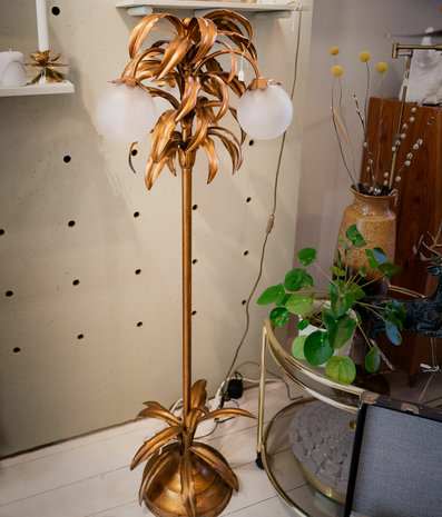 Vintage gouden palmboom vloerlamp glazen bollen | Sprinkelhop