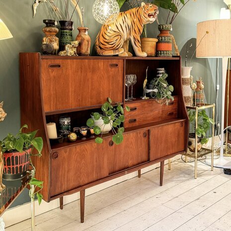 Mid century teak houten highboard  | Sprinkelhop