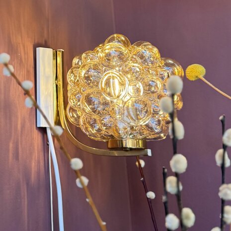 Helena Tynell vintage amber bubble messing wandlamp | Sprinkelhop