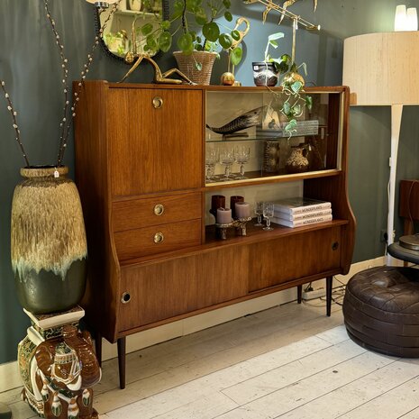 Vintage teak houten wandkast highboard | Sprinkelhop
