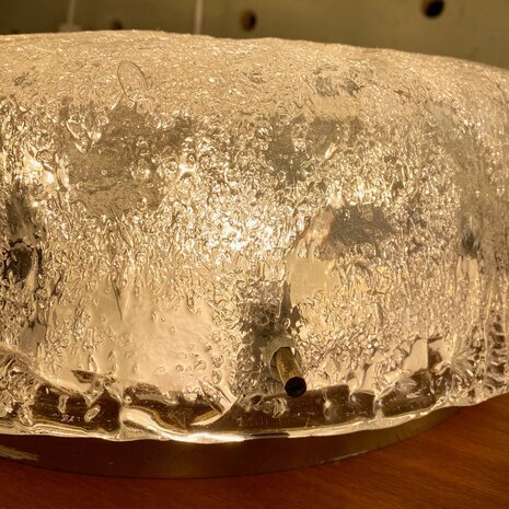 Vintage ronde Hillebrand iced glass plafonniere | Sprinkelhop