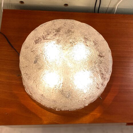 Vintage ronde Hillebrand iced glass plafonniere | Sprinkelhop