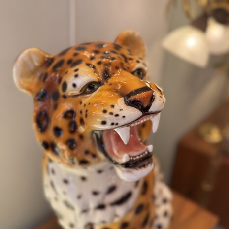 Vintage keramieken luipaard panter cheetah beeld | Sprinkelhop