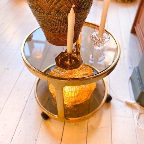 Vintage messing barcart op wieltjes | Sprinkelhop