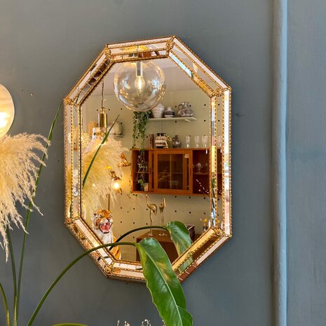 Vintage Venetiaanse mozaïekspiegel achthoekig | Sprinkelhop