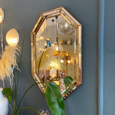 Vintage Venetiaanse mozaïekspiegel achthoekig | Sprinkelhop