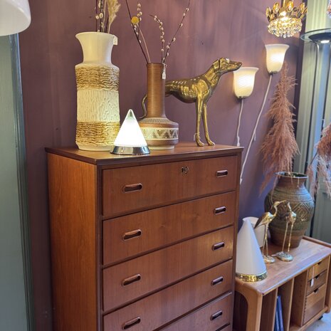 Vintage midcentury teak Deense ladekast met 6 lades | Sprinkelhop