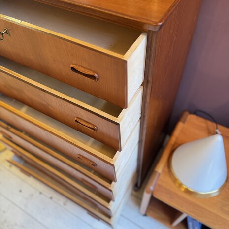 Vintage midcentury teak Deense ladekast met 6 lades | Sprinkelhop