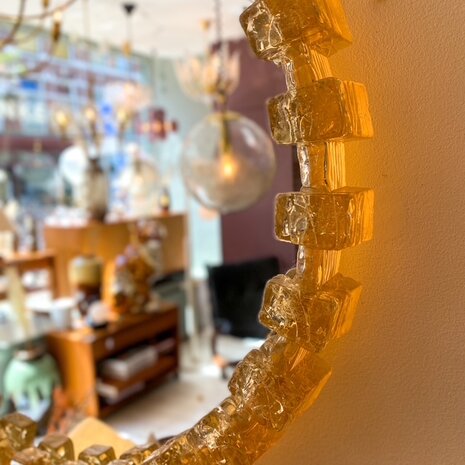 Vintage Hillebrand plexiglazen ronde spiegel met verlichting | Sprinkelhop
