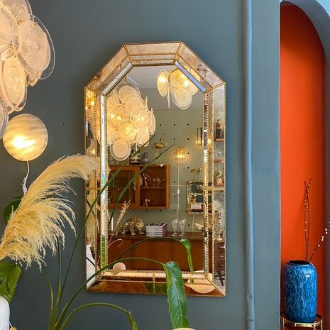 Vintage Venetiaanse trapezium mozaïekspiegel | Sprinkelhop