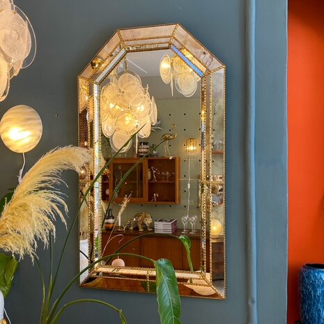 Vintage Venetiaanse trapezium mozaïekspiegel | Sprinkelhop