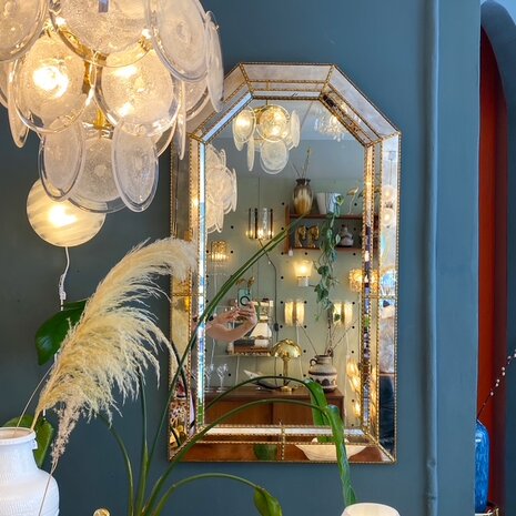Vintage Venetiaanse trapezium mozaïekspiegel | Sprinkelhop