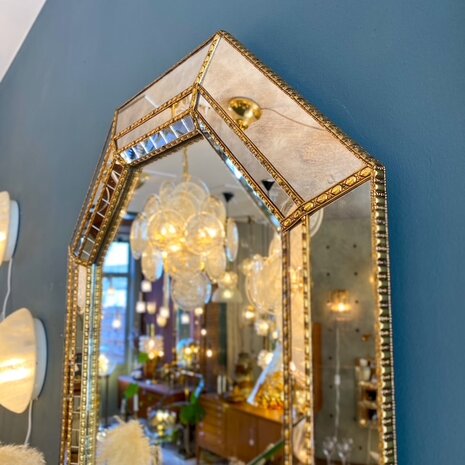 Vintage Venetiaanse trapezium mozaïekspiegel | Sprinkelhop