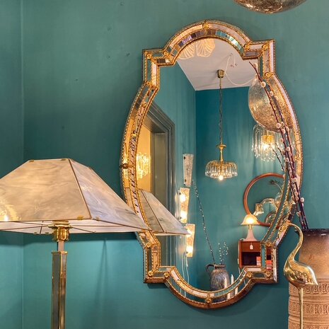 Vintage Venetiaanse mozaïekspiegel rechthoekig met rondingen | Sprinkelhop