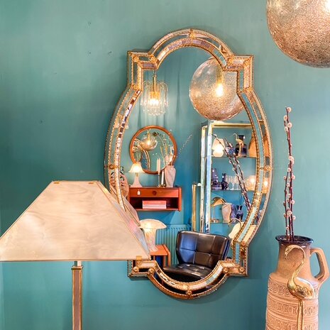 Vintage Venetiaanse mozaïekspiegel rechthoekig met rondingen | Sprinkelhop