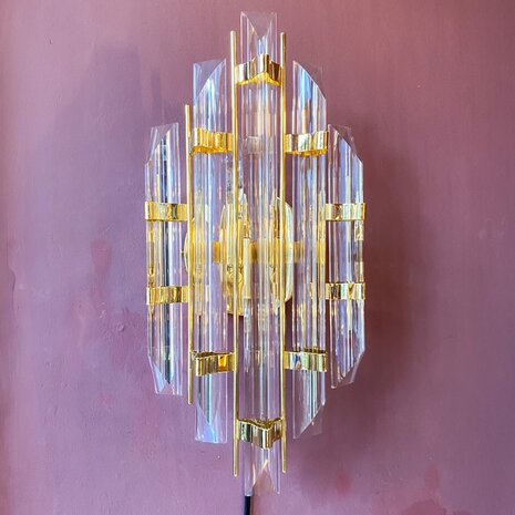 Vintage Italiaanse wandlamp met glazen driehoekige pegels | Sprinkelhop