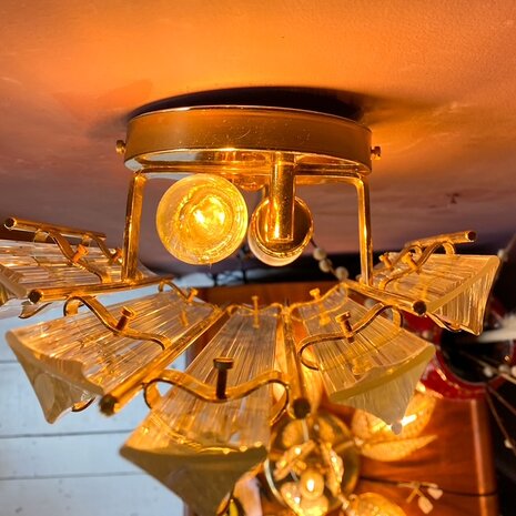 Vintage Italiaanse wandlamp met glazen driehoekige pegels | Sprinkelhop