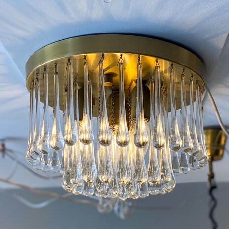 Vintage teardrop plafondlamp messing | Sprinkelhop