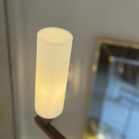 Zweedse jaren '50 teak opaline kroonluchter Kristiansson voor Luxus | Sprinkelhop