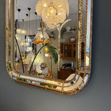 Vintage Venetiaanse mozaïekspiegel met messing rechthoekig | Sprinkelhop