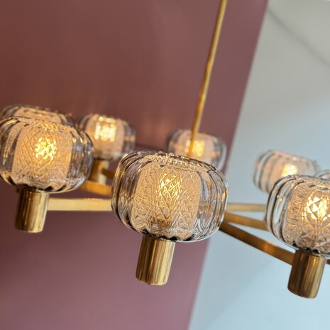 vintage messing jaren '60 kroonluchter met dubbel glas | Sprinkelhop