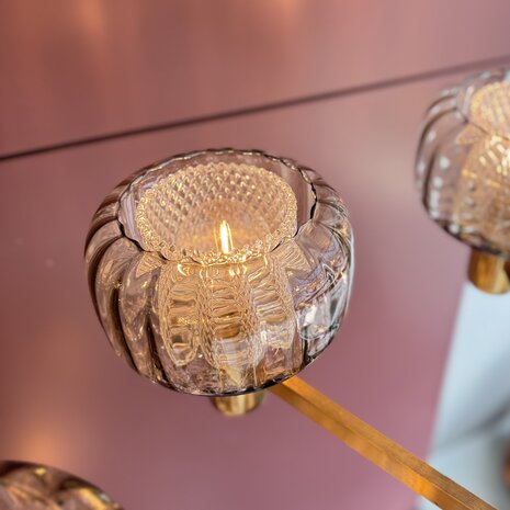 vintage messing jaren '60 kroonluchter met dubbel glas | Sprinkelhop