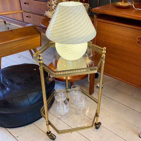 Vintage messing art deco tafeltje bar cart hexagon | Sprinkelhop