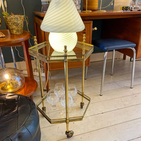 Vintage messing art deco tafeltje bar cart hexagon | Sprinkelhop