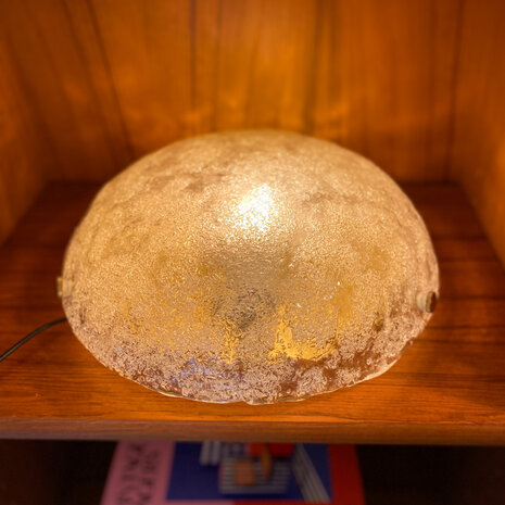 Hillebrand vintage plafondlamp 1970siced glass messing frame | Sprinkelhop