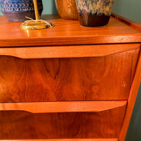 Vintage zeldzame midcentury teak Deense ladekast met 8 lades | Sprinkelhop