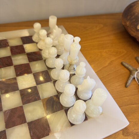 Vintage onyx marmeren schaakspel rood wit| Sprinkelhop
