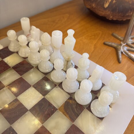 Vintage onyx marmeren schaakspel rood wit| Sprinkelhop