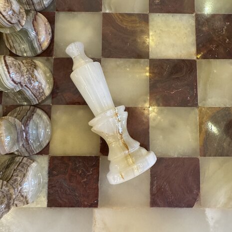 Vintage onyx marmeren schaakspel rood wit| Sprinkelhop