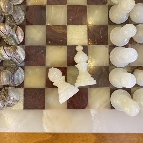Vintage onyx marmeren schaakspel rood wit| Sprinkelhop