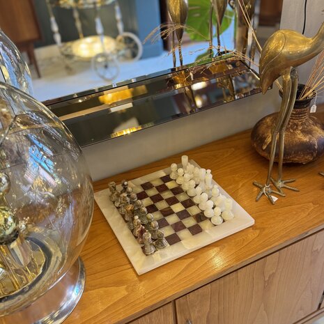 Vintage onyx marmeren schaakspel rood wit| Sprinkelhop