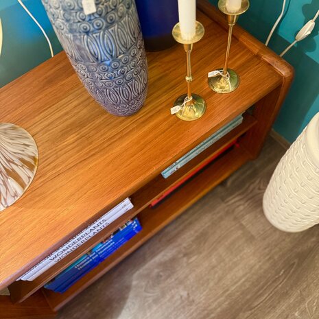 Vintage Toften Denmark open kastje teak op wieltjes