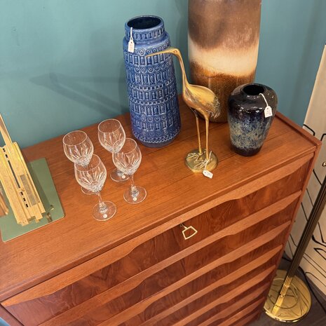 Vintage zeldzame midcentury teak Deense ladekast met 8 lades | Sprinkelhop