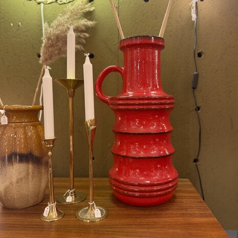 Vintage Scheurich West Germany vaas rood met blauw 427-47