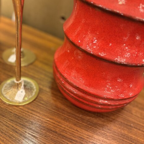 Vintage Scheurich West Germany vaas rood met blauw 427-47