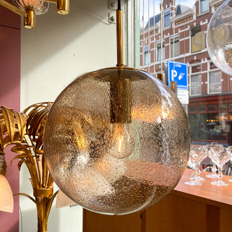 Messing glazen Glashutte Limburg hanglamp rookglas | Sprinkelhop