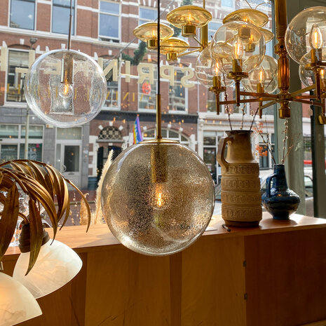 Messing glazen Glashutte Limburg hanglamp rookglas | Sprinkelhop