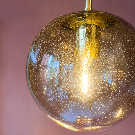 Messing glazen Glashutte Limburg hanglamp rookglas bubbelglas small | Sprinkelhop