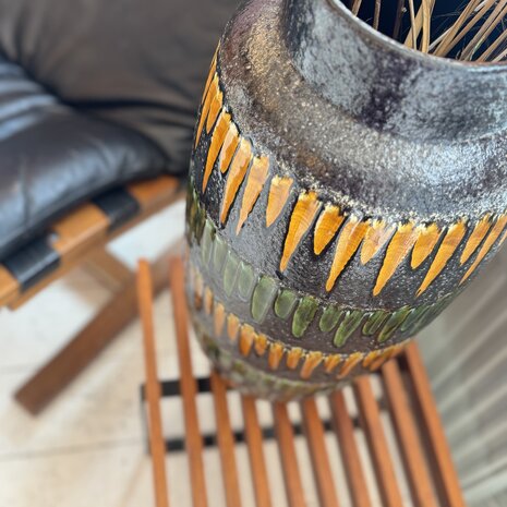 Grote vintage Scheurich West Germany vaas 553-52 oker groen | Sprinkelhop