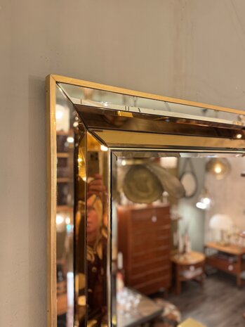 Vintage messing rechthoekige rosegouden spiegel facet geslepen| Sprinkelhop
