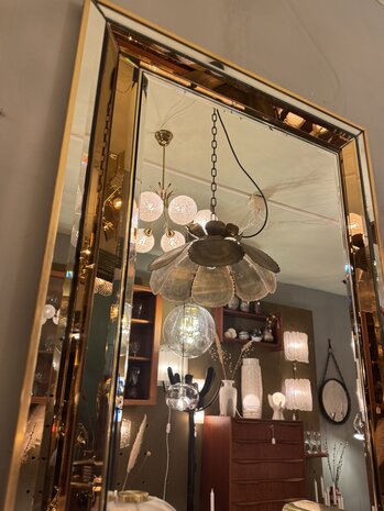 Vintage messing rechthoekige rosegouden spiegel facet geslepen| Sprinkelhop