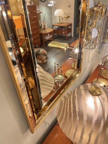 Vintage messing rechthoekige rosegouden spiegel facet geslepen| Sprinkelhop