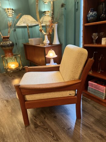 Vintage Deense teak houten fauteuil Dyrlund 1960s | Sprinkelhop