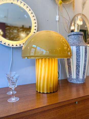 Vintage Peill & Putzler paddenstoel tafellamp olijfgroen | Sprinkelhop