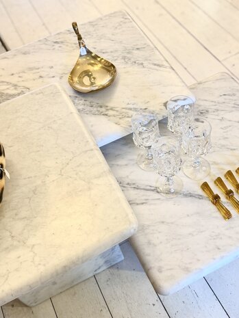 Set vintage Italiaanse vierkante marmeren salontafels | Sprinkelhop